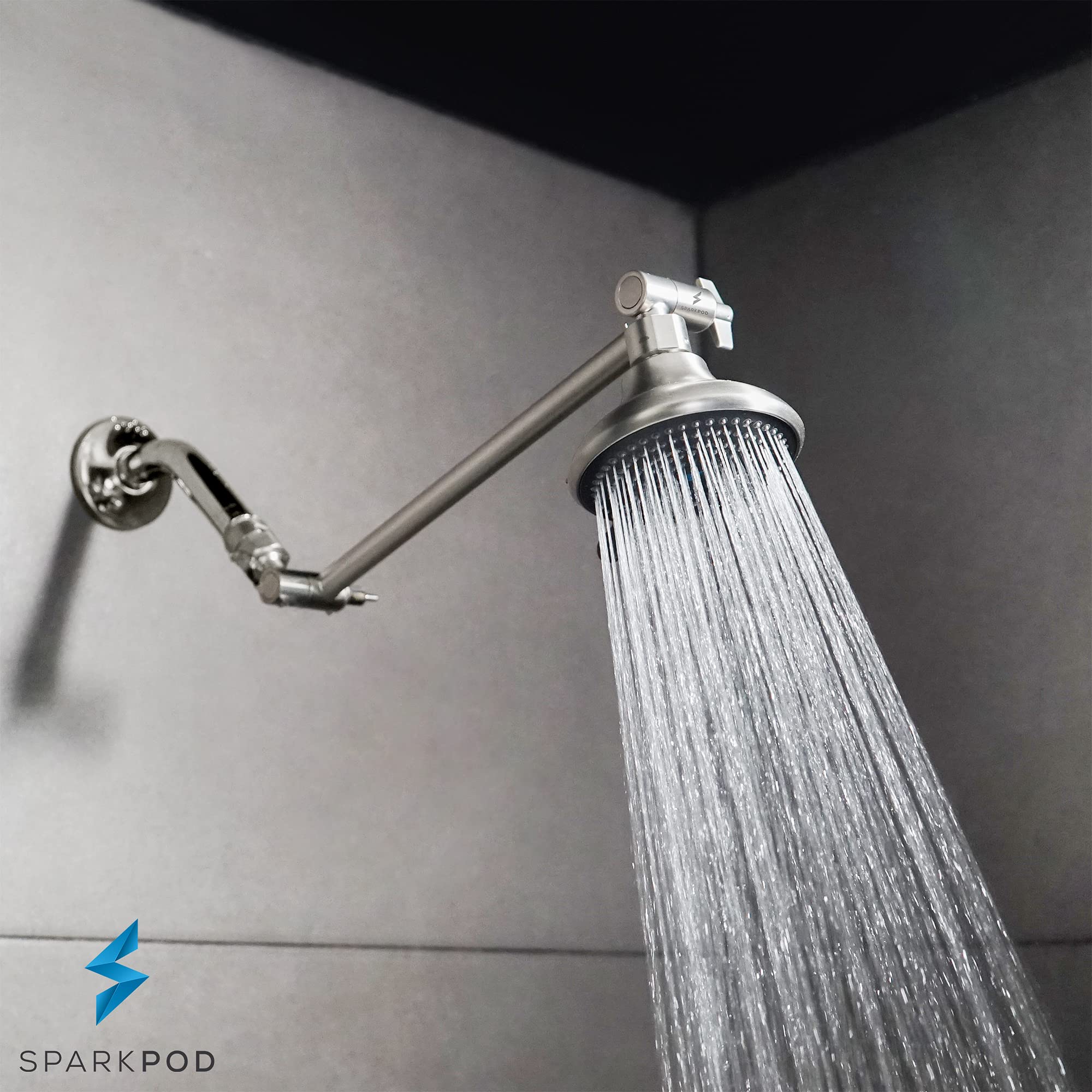 SparkPod universal 1/2-inch thread connection fits most shower pipes.