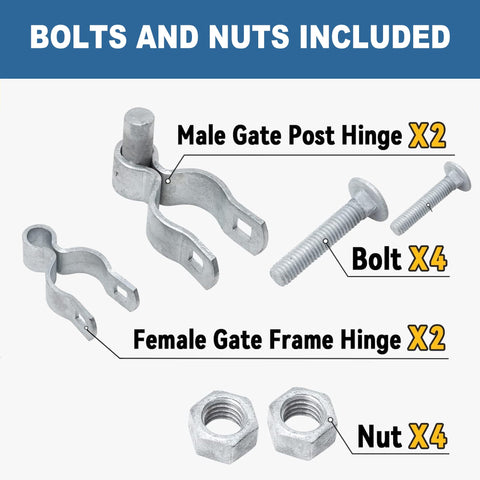 SparkSway male hinge 2-3/8 post in-use scenario for smooth gate operation.