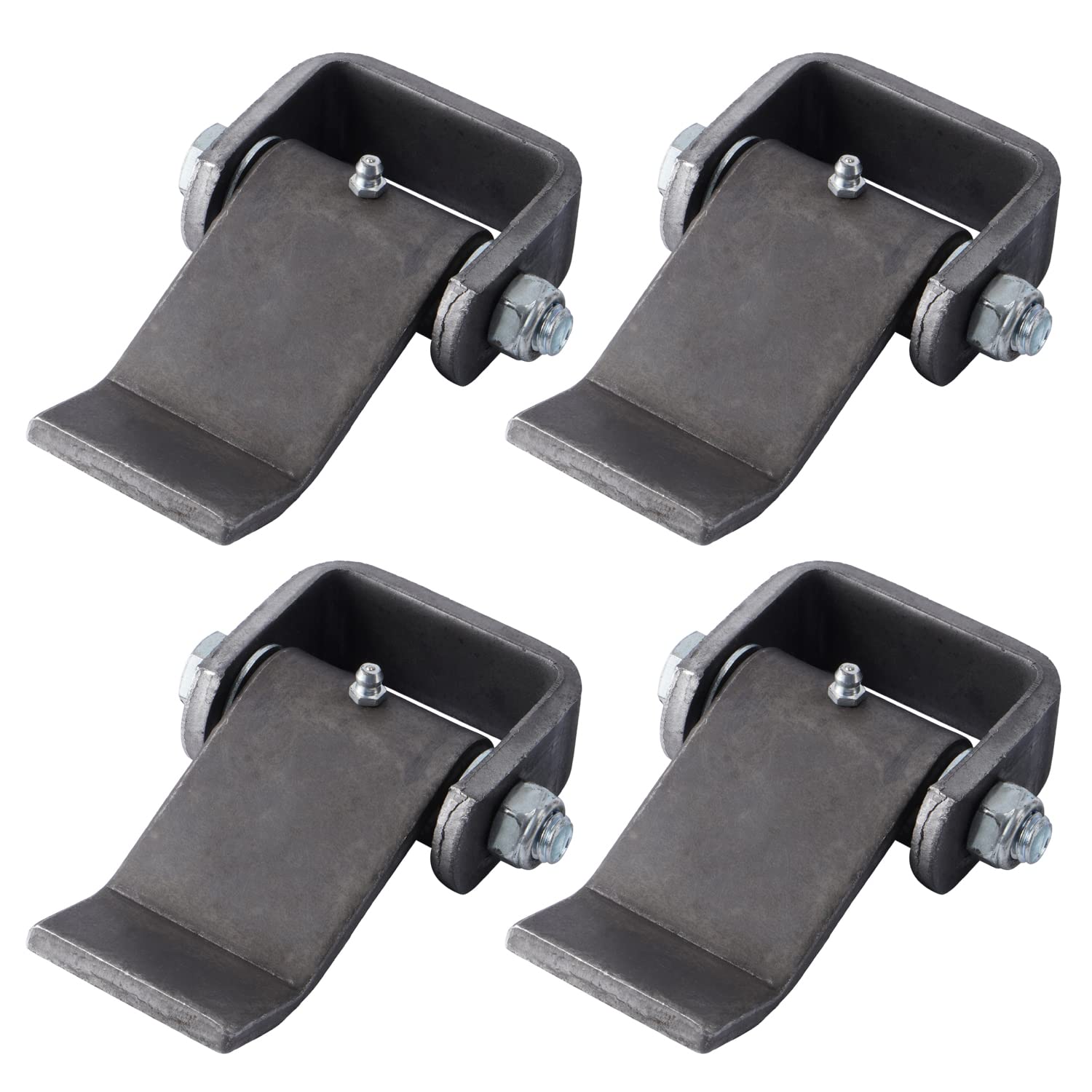 Sparkwhiz weld-on trailer hinge with heavy-duty greaseable design for durable towing performance.