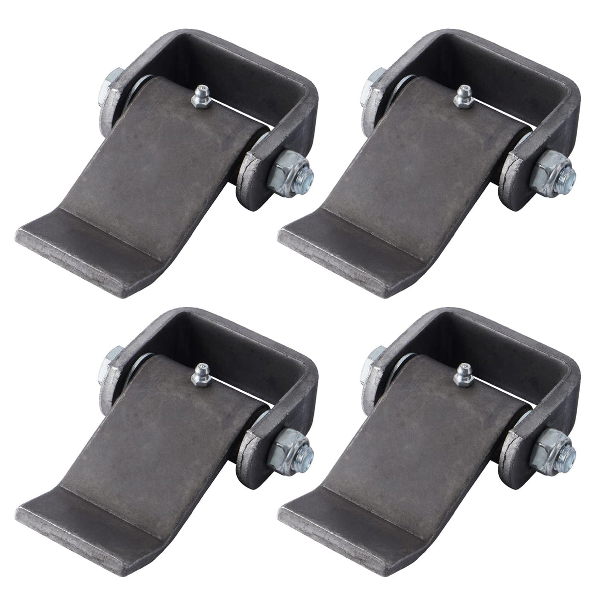 Sparkwhiz weld-on trailer hinge with heavy-duty greaseable design for durable towing performance.