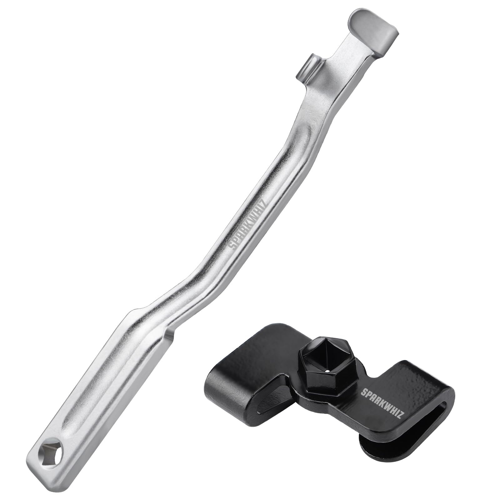 SPARKWHIZ wrench extender tool bar in use for added leverage on tight bolts.