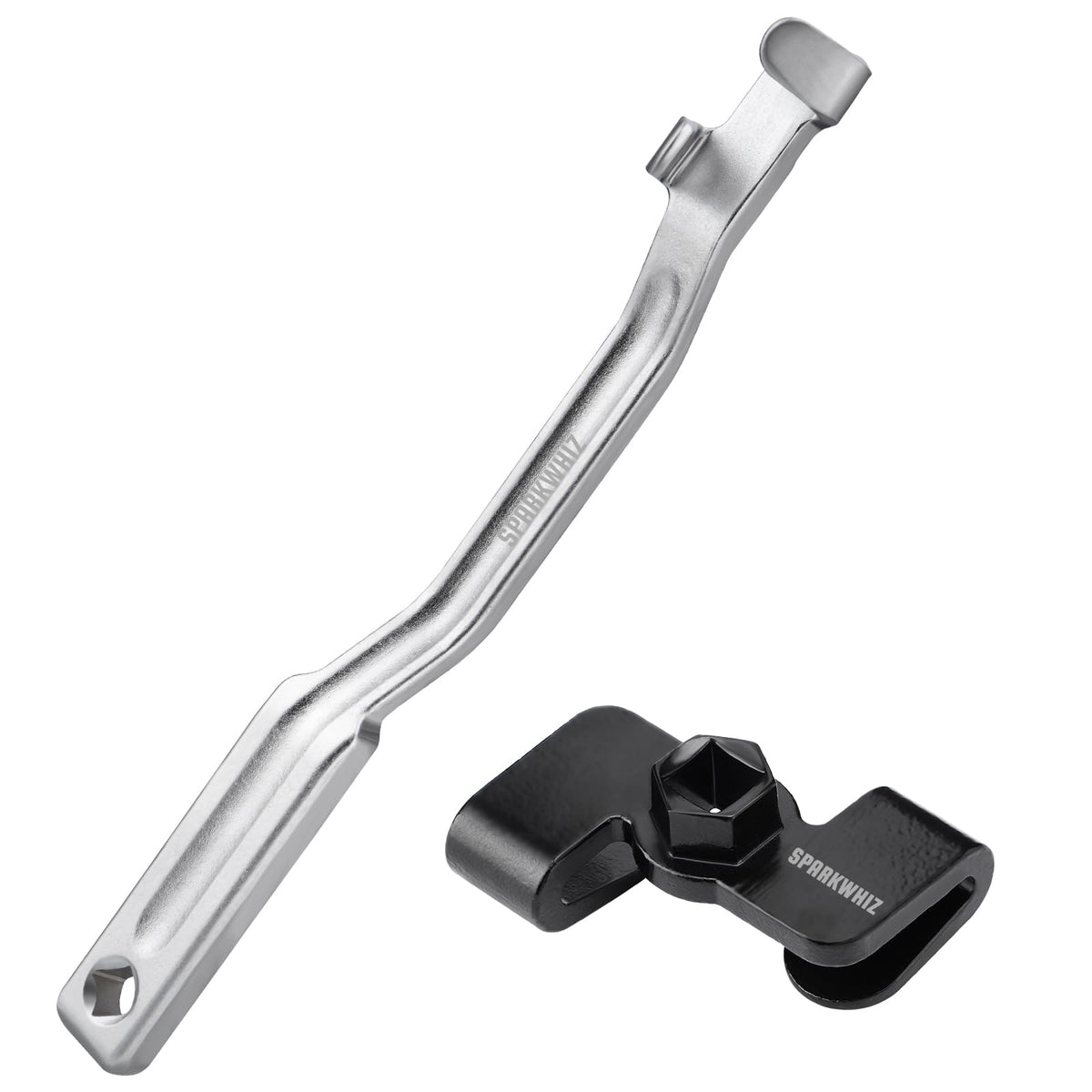 SPARKWHIZ wrench extender tool bar in use for added leverage on tight bolts.