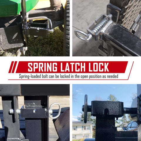SPARKWHIZ trailer gate latch in plain tube showing rugged steel build for outdoor use