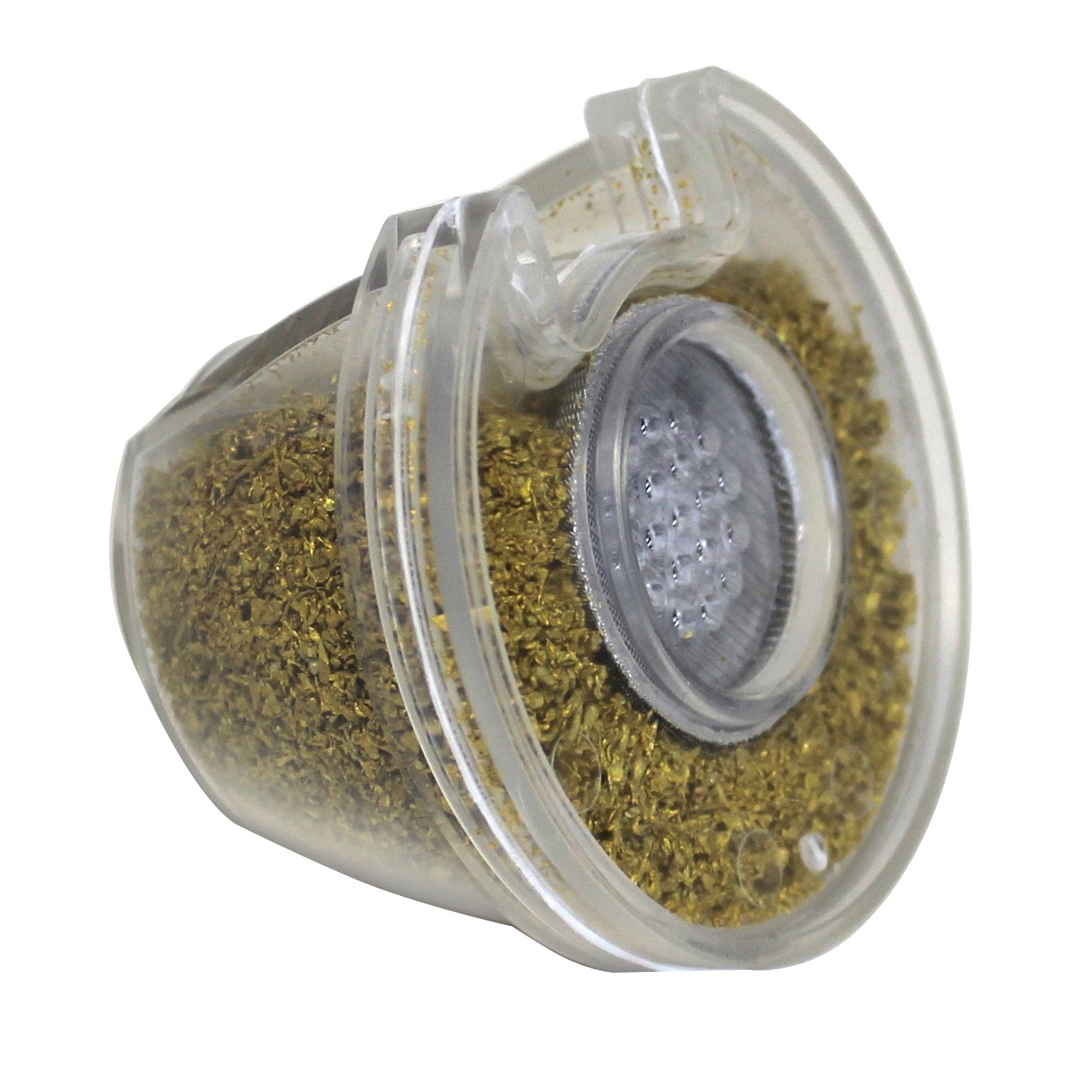 Speakman Anystream replacement filter in a round polished housing reduces chlorine in shower water