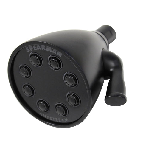 Speakman Icon Anystream shower head front view shows premium brass and durable modern design.