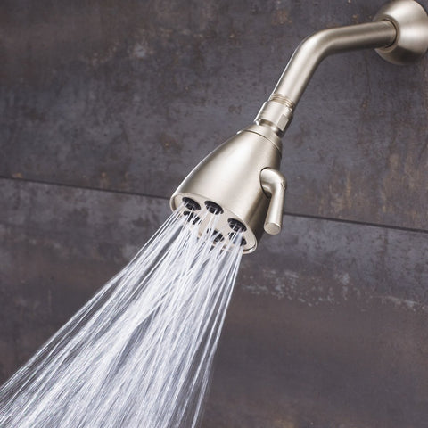 Brushed nickel finish complements modern bathroom décor on the Icon.