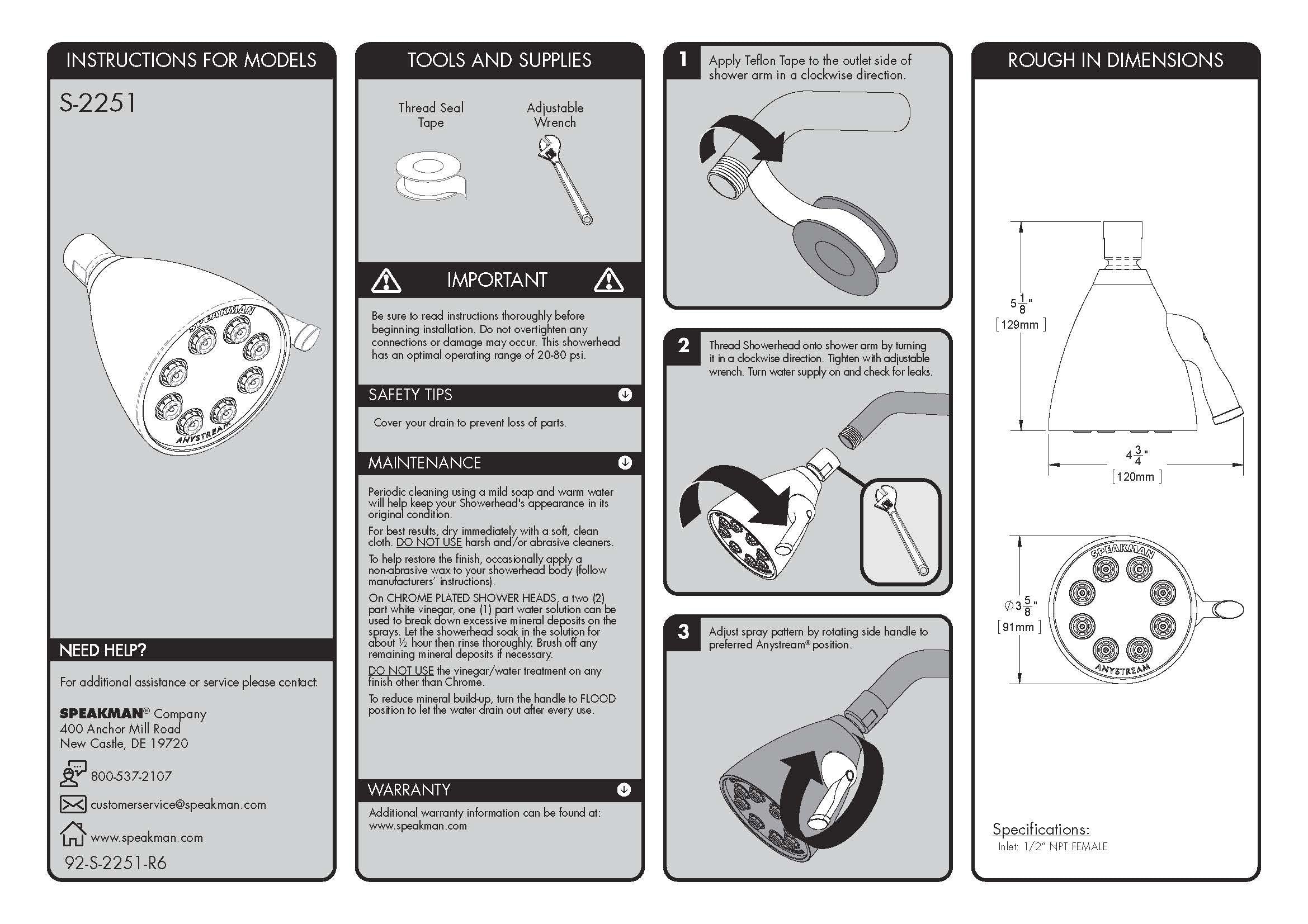 Speakman Icon S-2251 rotating handle switches spray modes with ease.