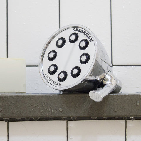 Polished chrome finish on Speakman S-2251 Icon Anystream for a modern bathroom aesthetic.