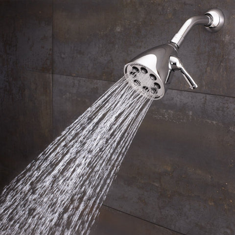 Flood mode on Speakman S-2251 Icon Anystream distributes water for full-body rinses.