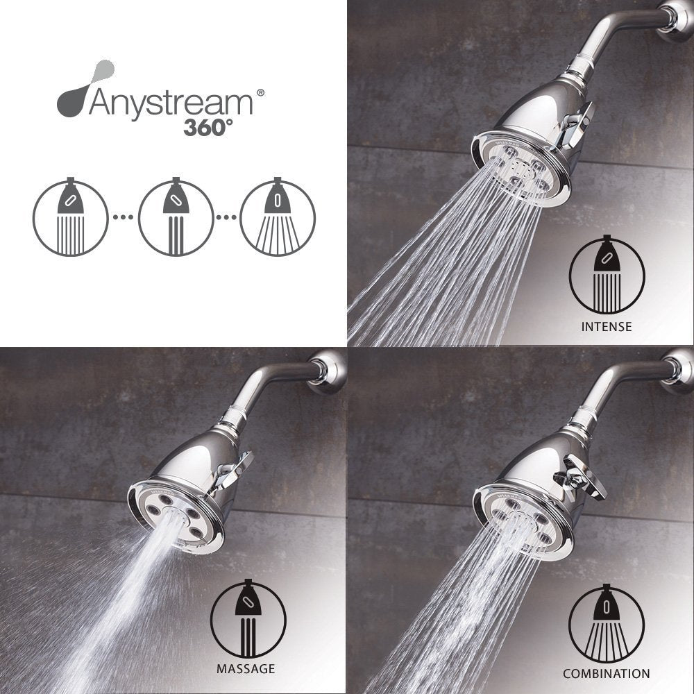 Speakman S-2005-HB-BC close-up of 8 center massage jets delivering full-body spray.