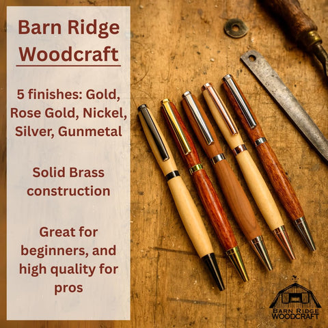 Spearhead Slimline Pen Kit with five finishes offering versatile project styling