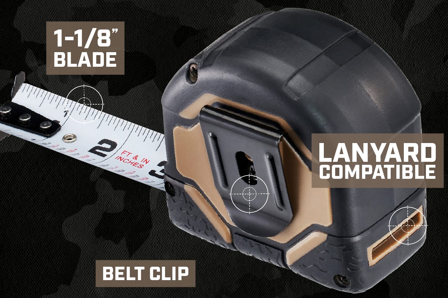 Spec Ops drop-tested MIL-SPEC tape measure designed for rugged field use.