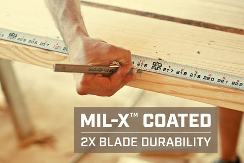 Spec Ops high-visibility white double-sided blade enables clear readings in any light.