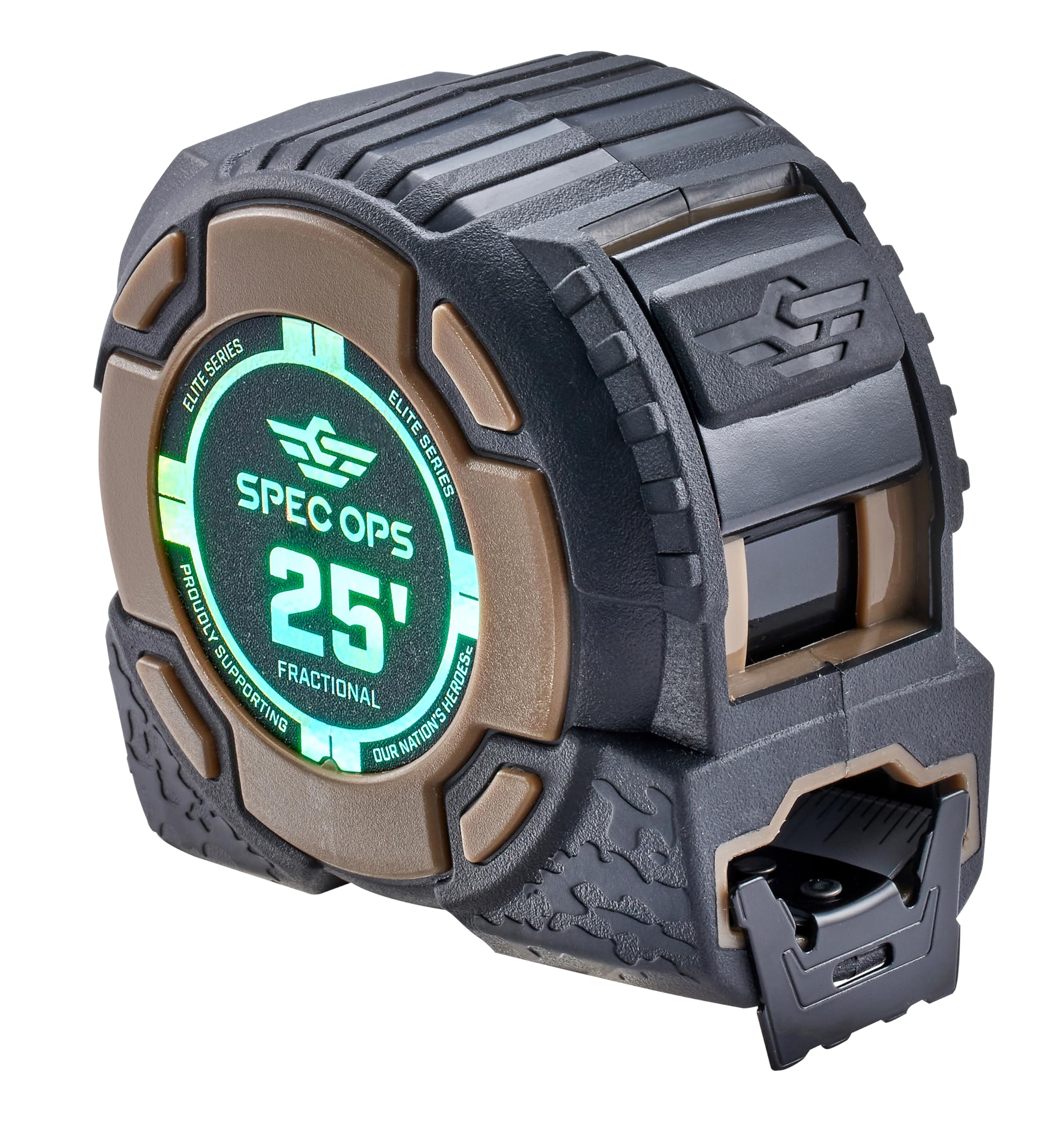 Spec Ops Elite tape measure blade with fractional markings for quick layouts