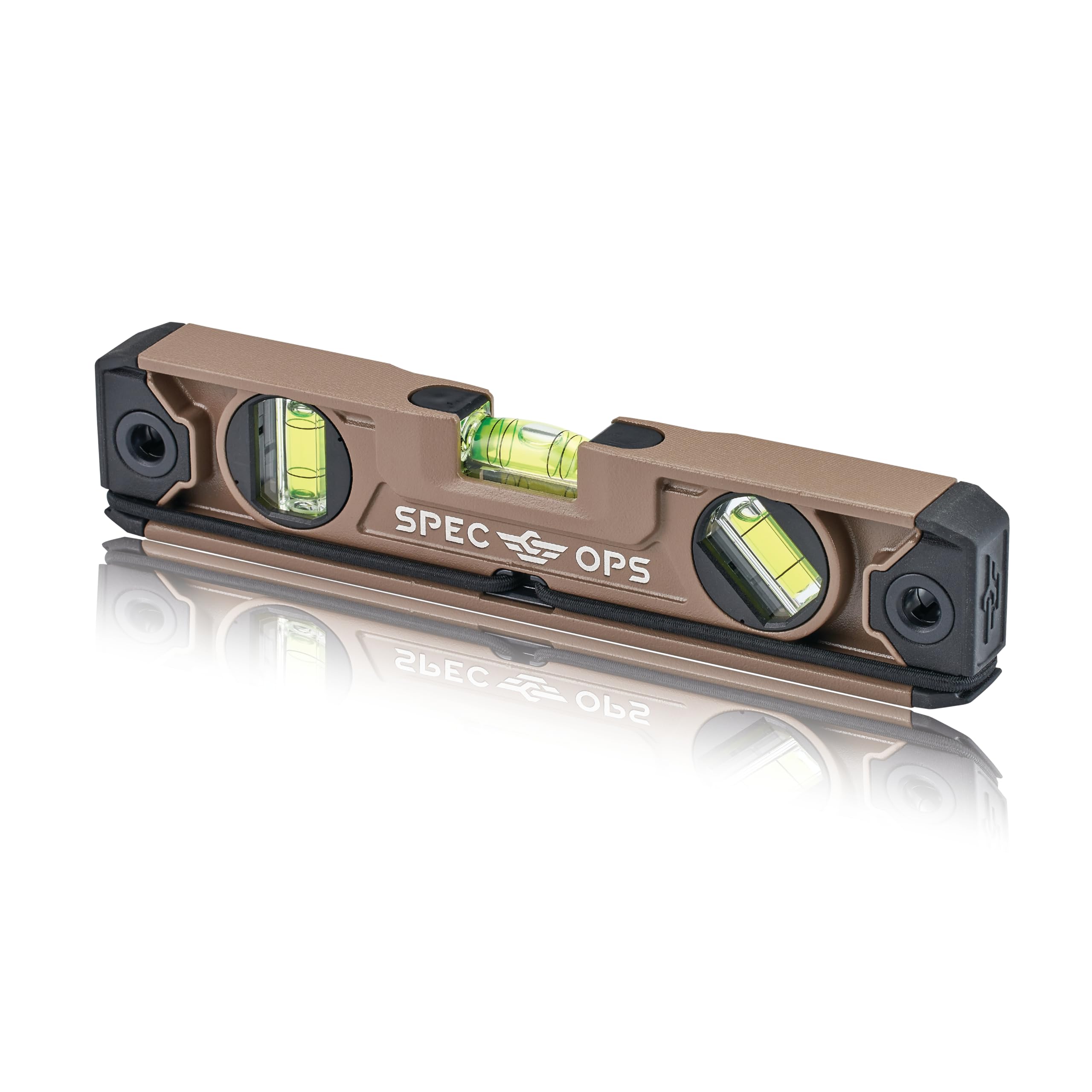 Spec Ops torpedo level with magnetic base grips metal surfaces for hands-free leveling.