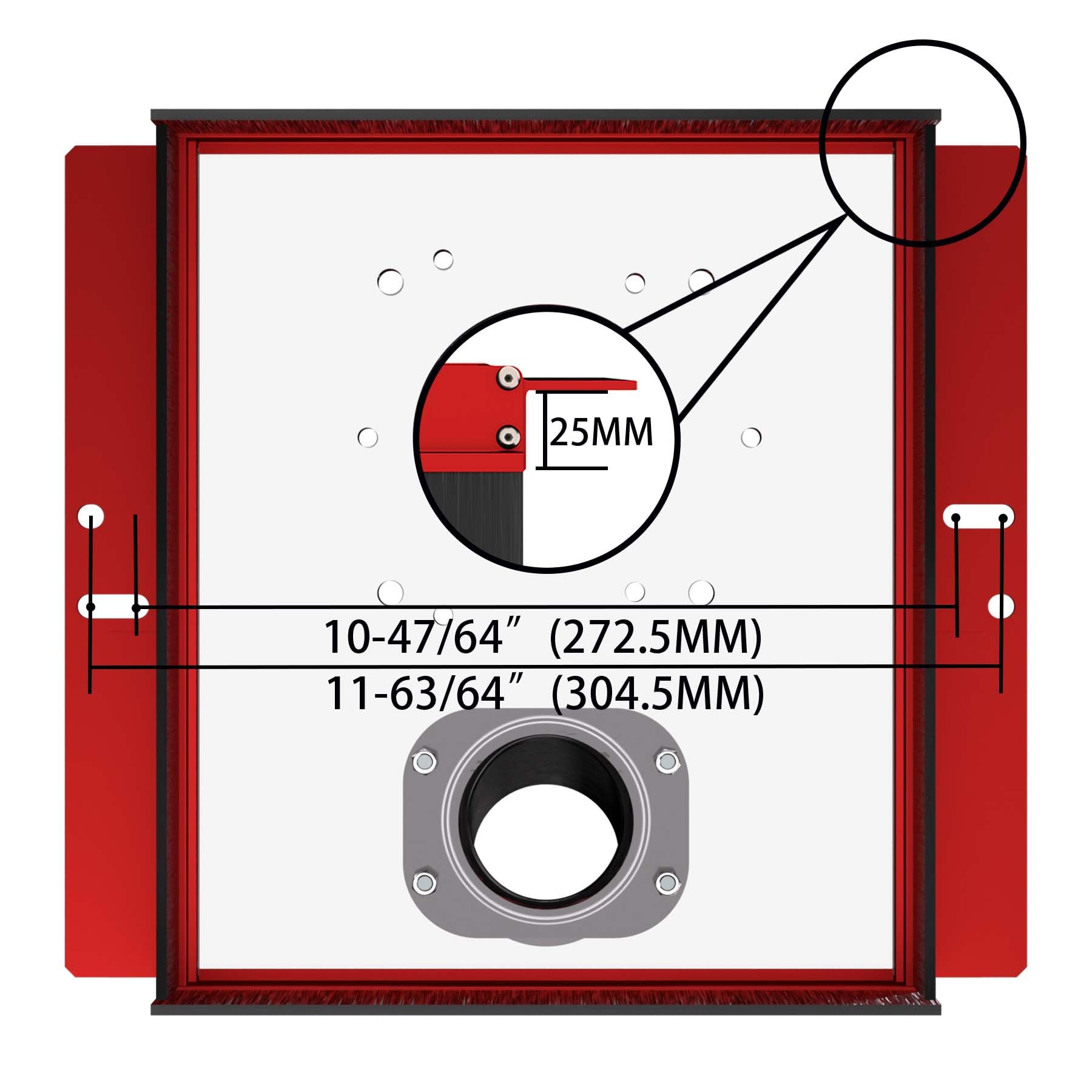SpeTool 2-1/2 inch dust interface ready for hose connection on router sled
