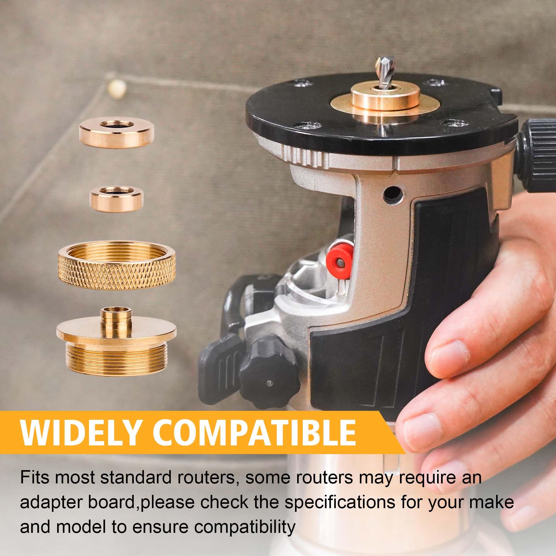 SpeTool brass inlay bushing with retaining nut for stable guiding