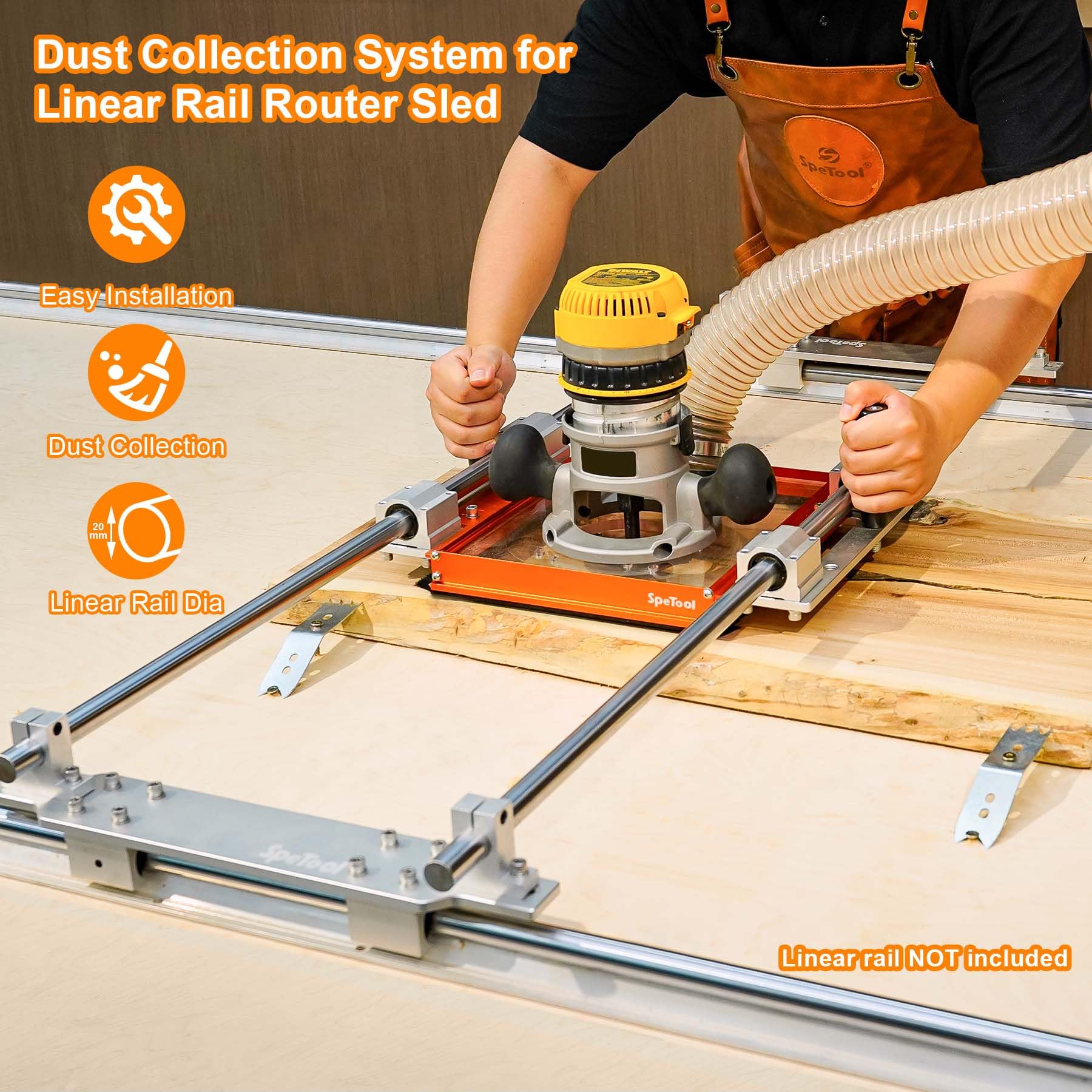 SpeTool dust collection port supports efficient debris capture to keep your workspace cleaner.