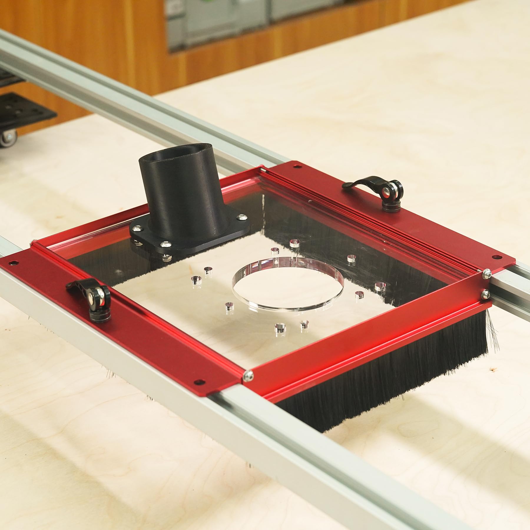 SpeTool dust collection system compatibility with most routers and hoses improves cleanliness