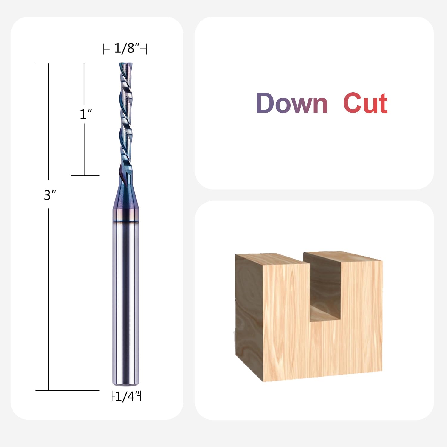 SpeTool downcut bit showing stability on a 1/4-inch shank for precision