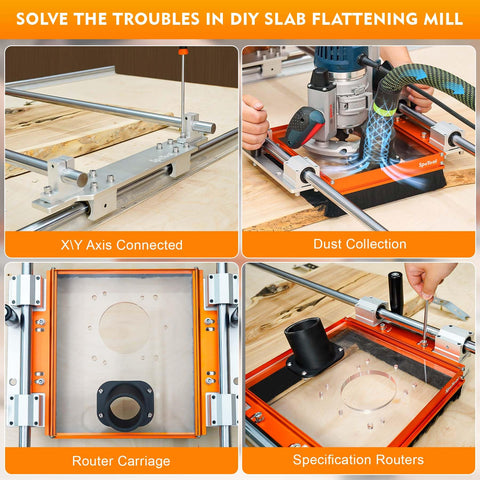 SpeTool router plate pre-drilled enables quick setup with many compatible routers.