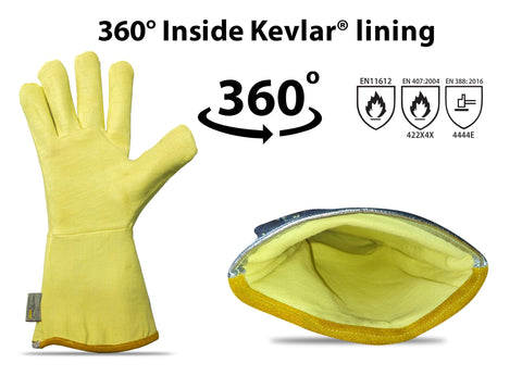 SpecxArmor GrayWolf glove shields against molten metal splashes