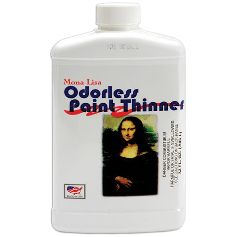 Speedball Mona Lisa 90032 odorless paint thinner bottle for odor-free brush cleaning.