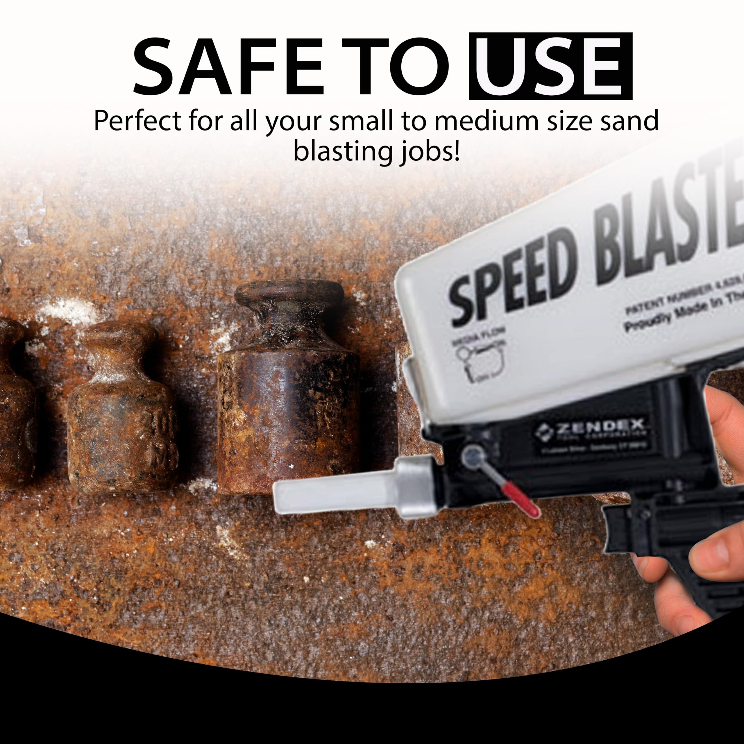SpeedBlaster gravity-feed design concentrates media for precise surface prep