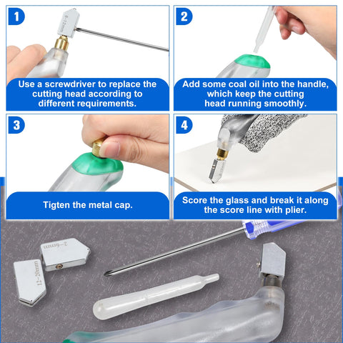SPEEDWOX cutter heads for 2-6mm, 6-12mm and 12-20mm glass