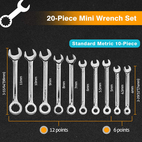SPEEDWOX wrenches with sizes stamped on both sides for quick identification