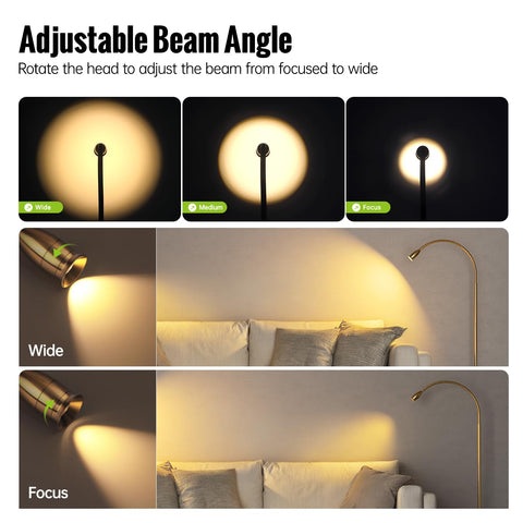 SpeePlant floor lamp head tilt for ambient or task lighting