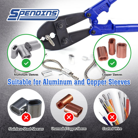 SPENDINS crimping jaw detail showing rugged chrome vanadium steel.