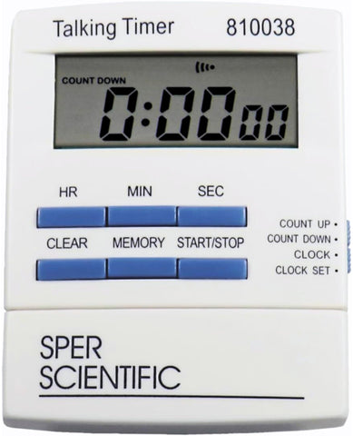 Sper Scientific Talking Lab Countdown Timer with voice announcements for hands-free timing