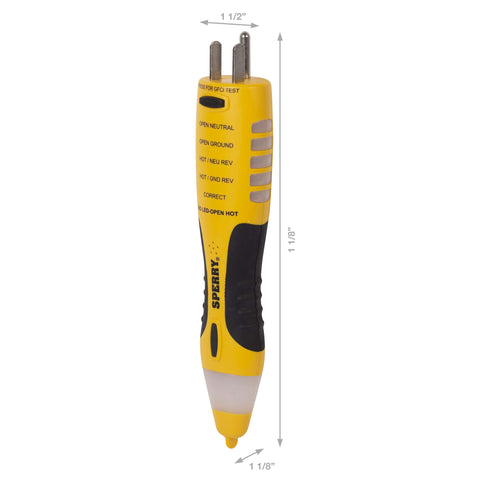 Sperry VD7504GFI GFCI outlet tester confirms outlet safety and grounding