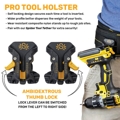 Spider Pro quick-draw action enables fast tool retrieval on site.