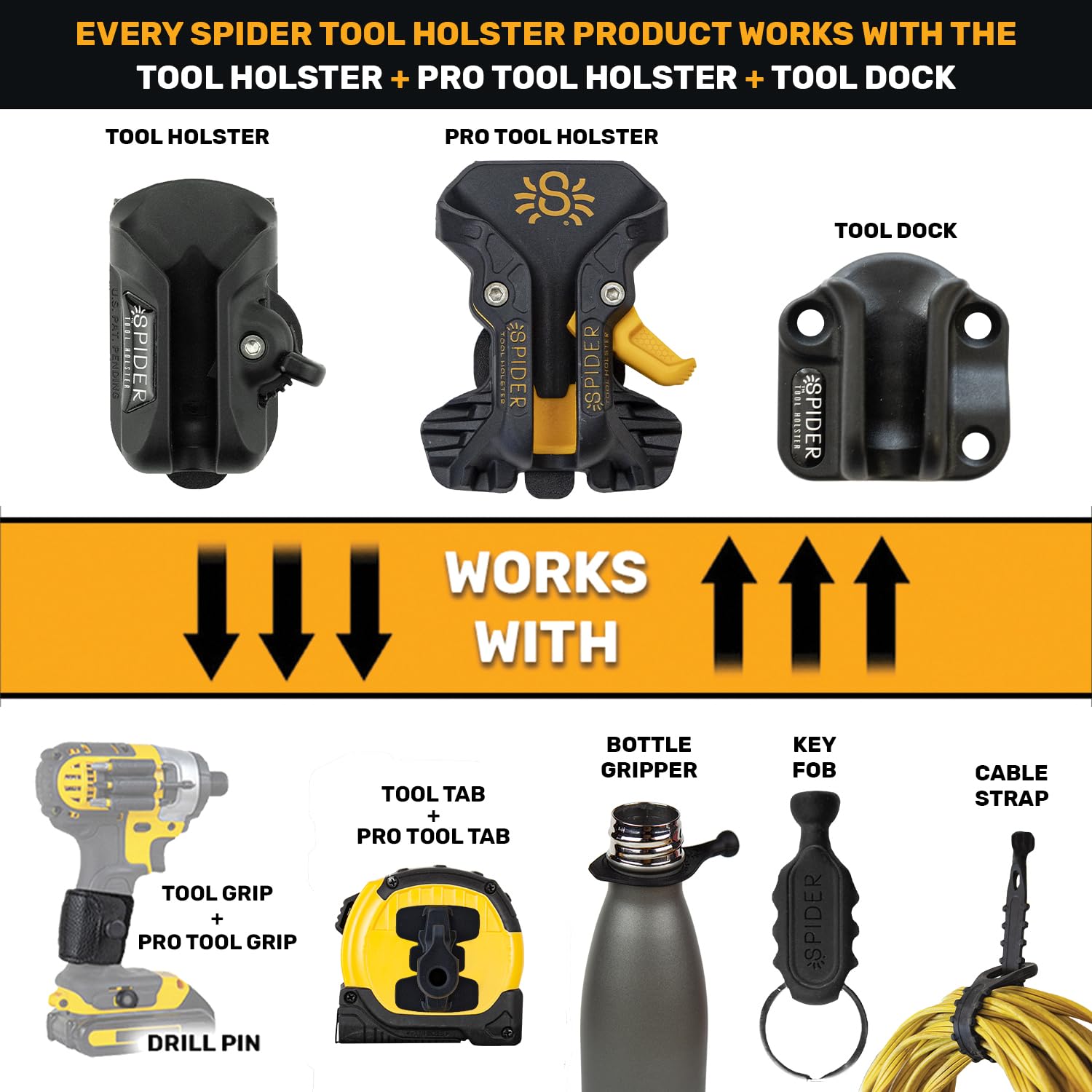 Spider Pro Tool Grip DriveLock insert provides steady tool grip.