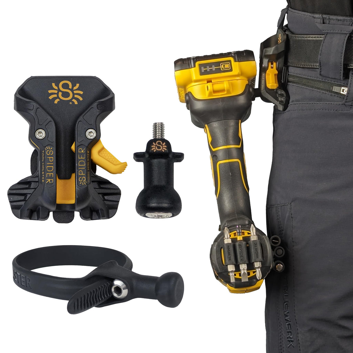 Spider Pro Tool Holster main view showing secure, hands-free tool access.