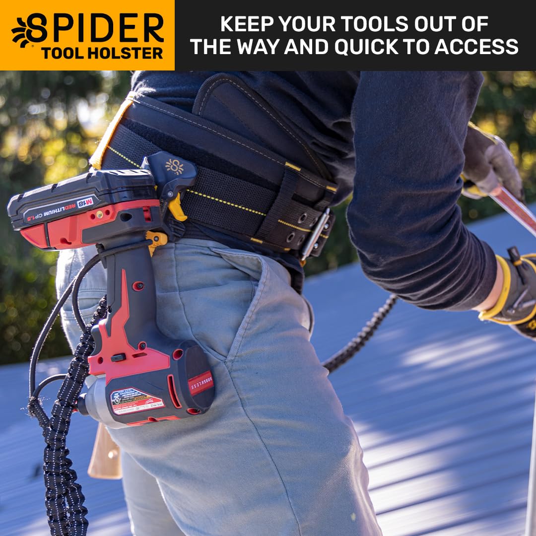 Spider Pro universal belt clip compatibility keeps tools within reach.