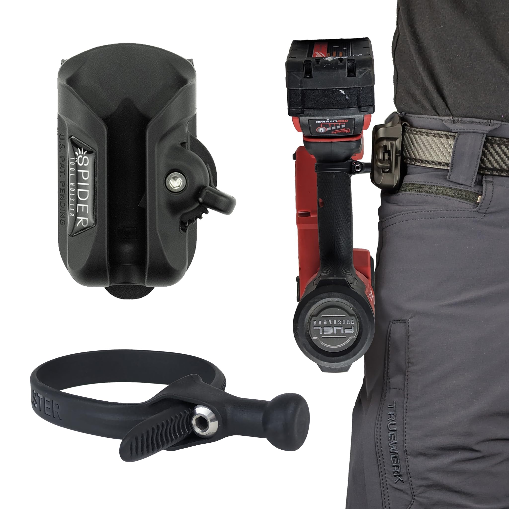 Spider Tool Holster clip-on belt keeps tools within reach and secure.