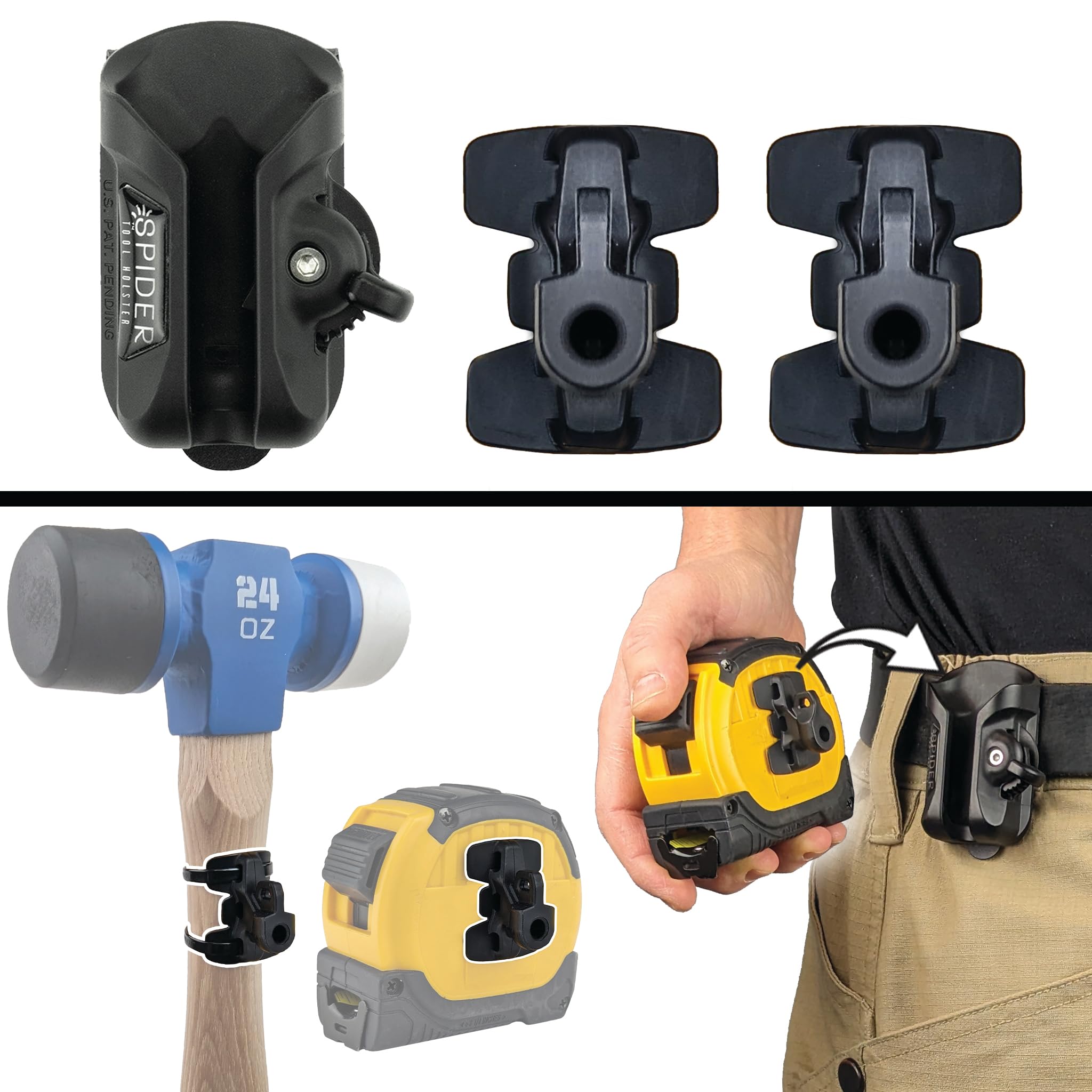 Spider Tool Holster clip-on holster enables quick, secure access on the belt