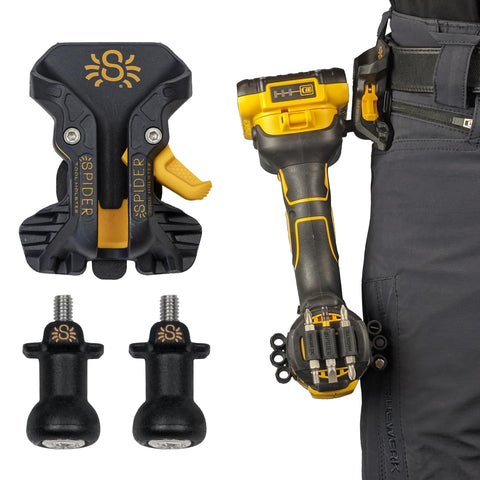Spider Tool Holster Pro ambidextrous thumb lock for quick access.