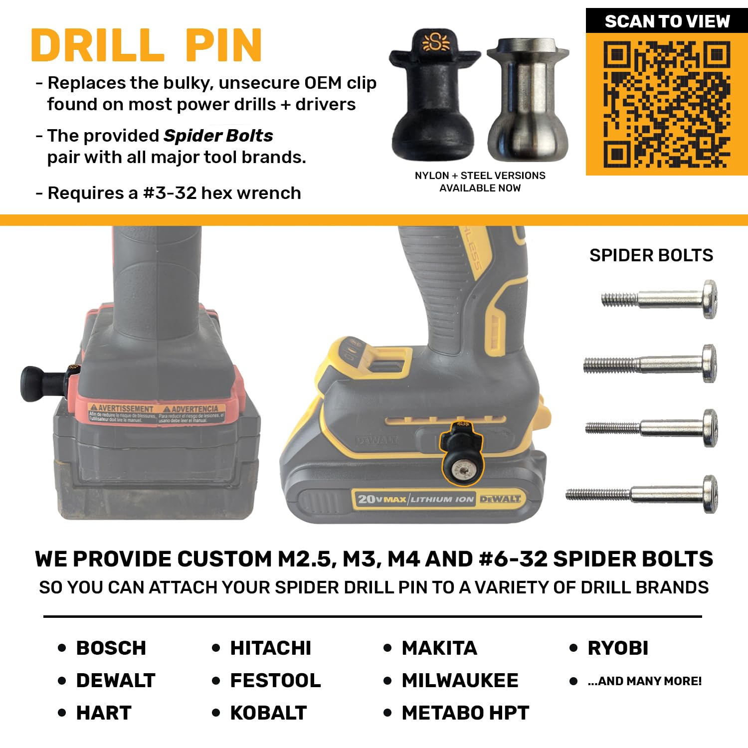 Nylon composite and steel construction of Spider Tool Holster Pro.