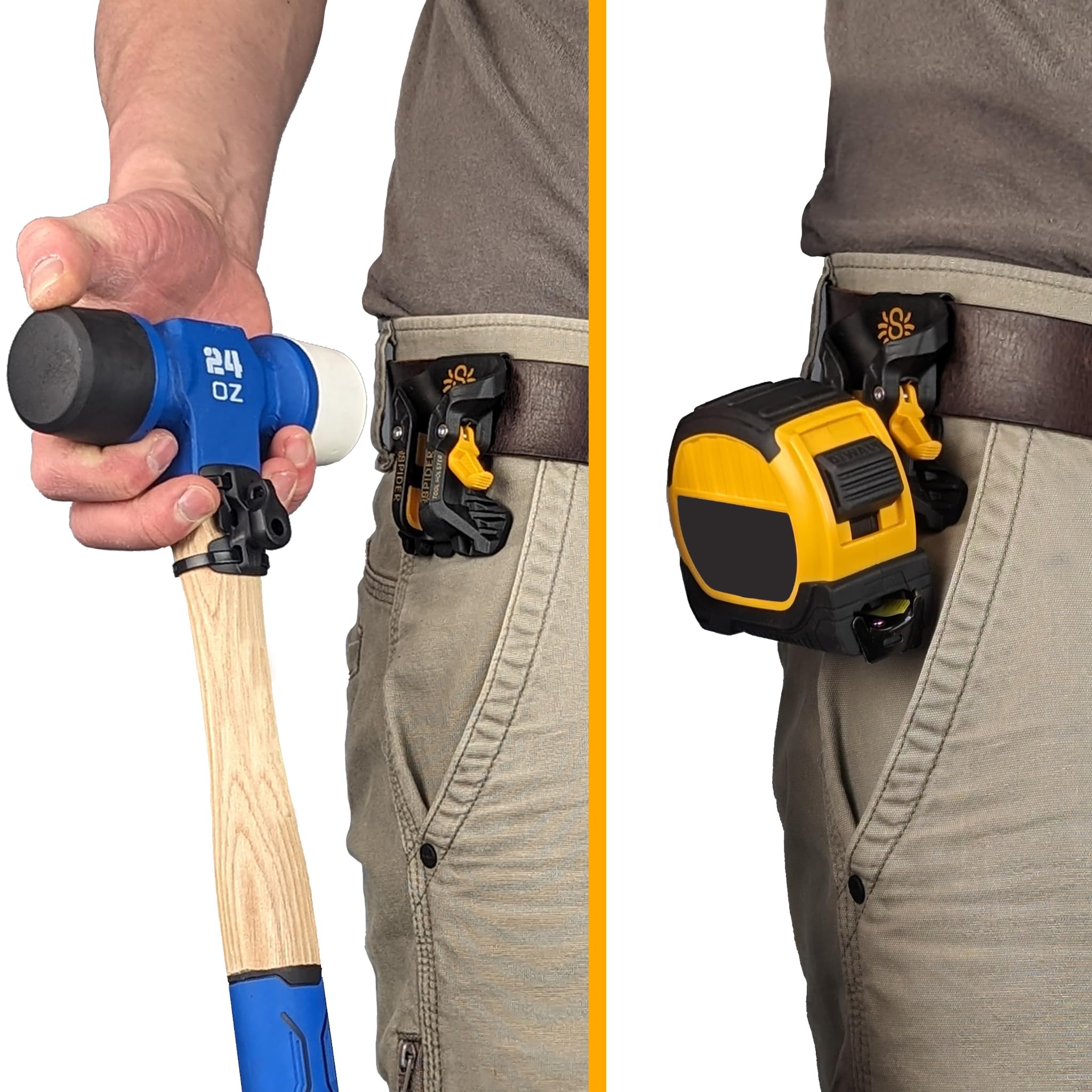 Spider Tool Holster spring steel clip stays tight on belts
