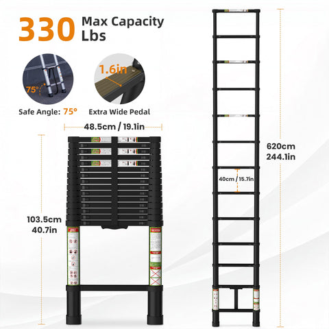 SPIEEK Telescoping ladder in compact storage position fits in car trunk for travel-ready access.