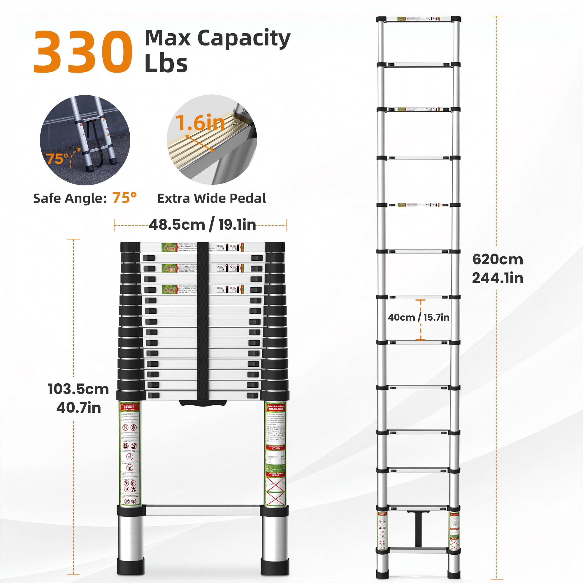 SPIEEK telescoping ladder folded flat for compact storage