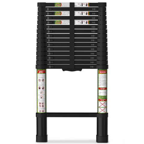 SPIEEK Telescoping ladder folded profile for compact storage and easy stowaway convenience.
