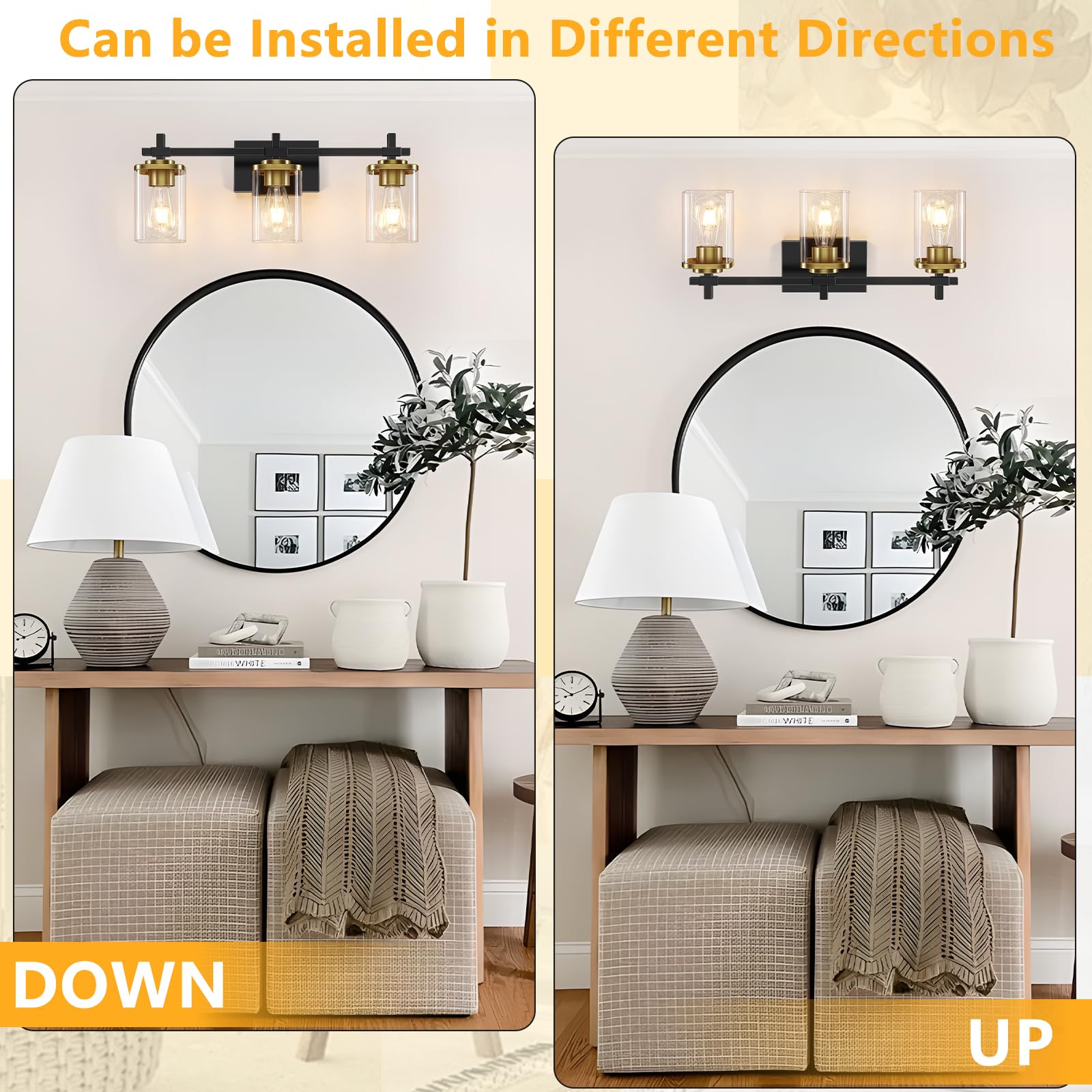 Spiglamm black gold wall sconce adds modern elegance to any mirror or hallway