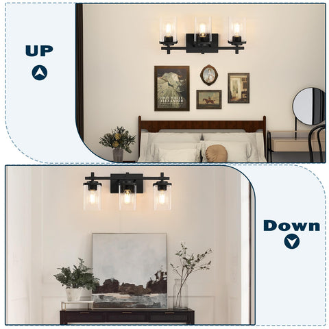 Spiglamm vanity light showing uplight and downlight options