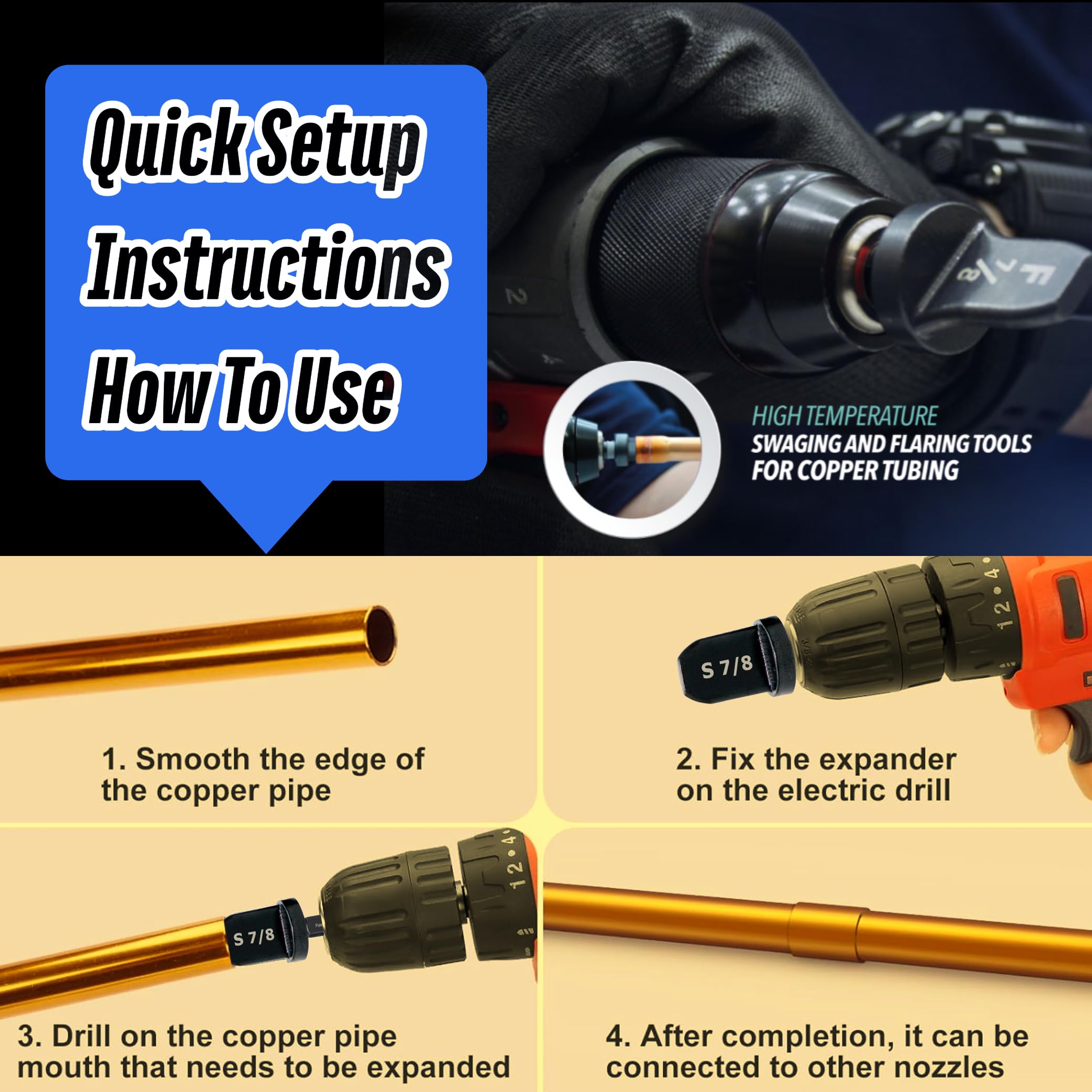 SPIN S6000 drill-use-setup highlights compatible power tools.