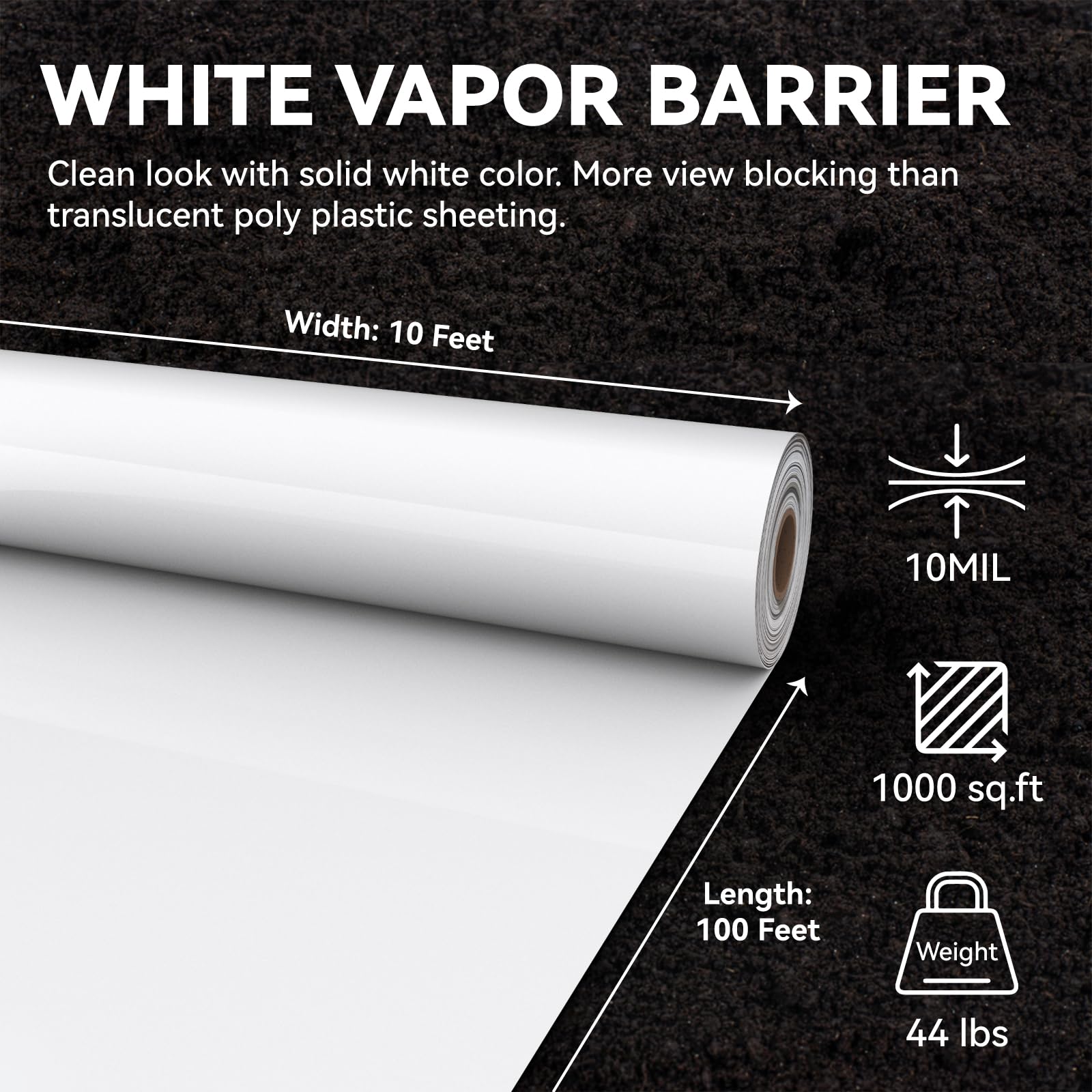 SPIRECOVER 10-mil film unrolled for crawl-space encapsulation and moisture control